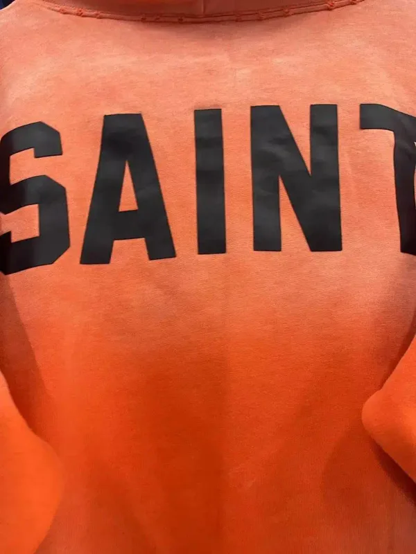 26FW SAINT x Ber B J Co-brand Big Logo Printed Women Men Washed Hooded Sweatshirt Hoodies Vintage Distressed Men Casual Hoodie — image 50