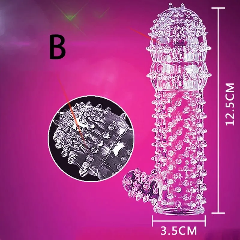 Reusable Condoms with stud Delay Ejaculation Sex Toys for Men G Spot Stimulation Penis Sleeve Contraception Cock Ring Extender — image 8
