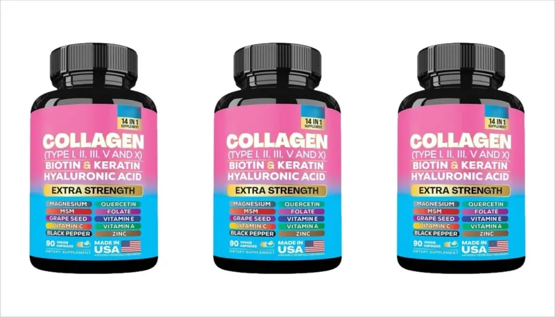 Collagen Biotin Keratin Hyaluronic Acid Capsules Extra Strength with Vitamin A C E and Zinc Skin Health 90 Capsules — image 9