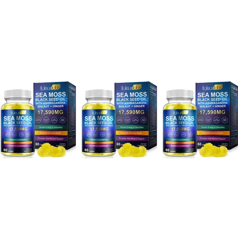 HalmanLabs גומי שמן זרעים שחור אזוב ים עם ויטמין C וויטמין D לבריאות מערכת החיסון ותמיכה במינרלים חיוניים 60 גומיים — image 9