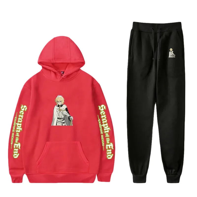Harajuku Comfortable Seraph of the End Print Sweatshirt Sweatpants Suit Hoodies+ Pantalon Suit Boys/Girls 2 Piece Set na Damit