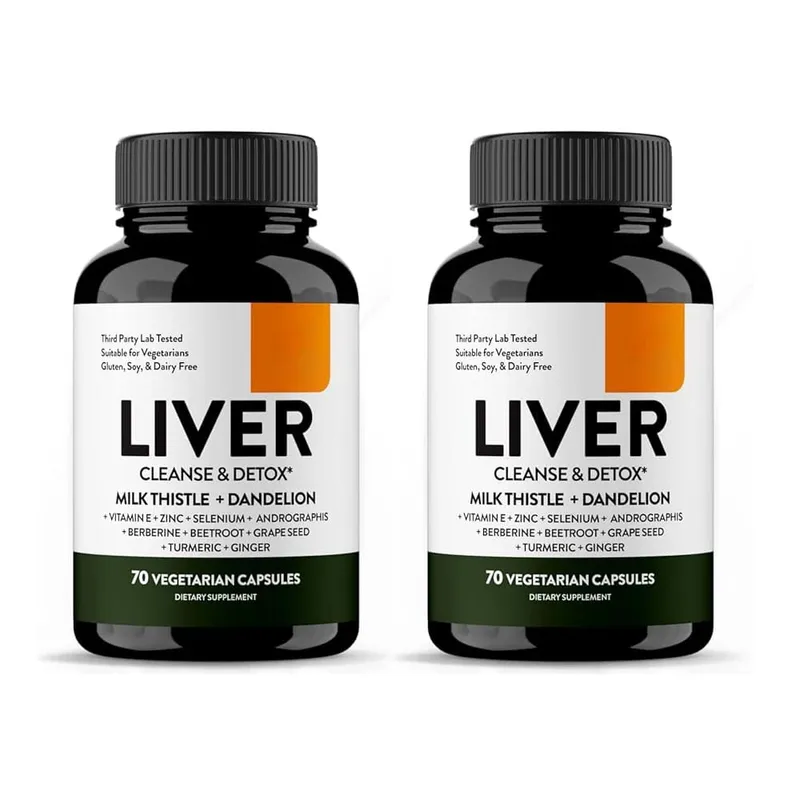 Limpeza do fígado, desintoxicação e suporte para reparo, 70 cápsulas vegetais, suplemento para saúde digestiva do fígado e renovação para homens e mulheres fumantes — image 7