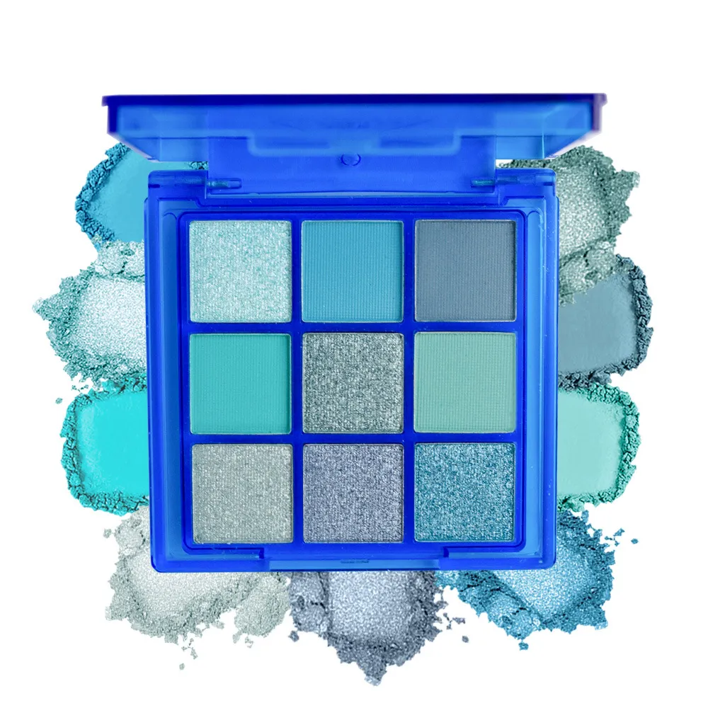 9 χρωμάτων Cool Blue Eyeshadow Palette Matte Shimmer Teal Glitter Eye Makeup Palette High Pigment for Party Stage Cosplay — image 5