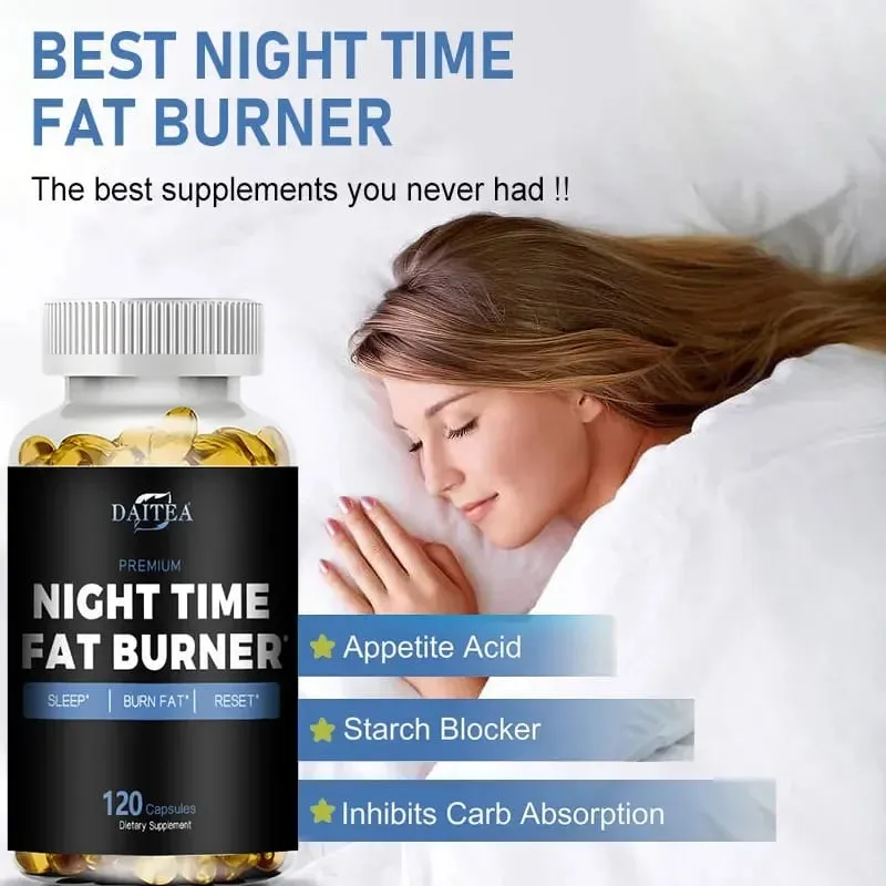 Daitea Night Fat Burning Supplement - with Vitamin D3 Green Coffee Beans Green Tea Natural Plants - Sleep & Weight Management — image 5