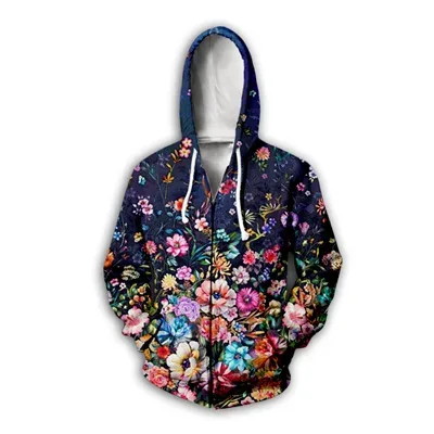 Flower Floral Pattern 3D Print Zipper Hoodies Men's Autumn Hooded Sweatshirts Oversized Streetwear Tracksuit Coat Man Clothing — image 17