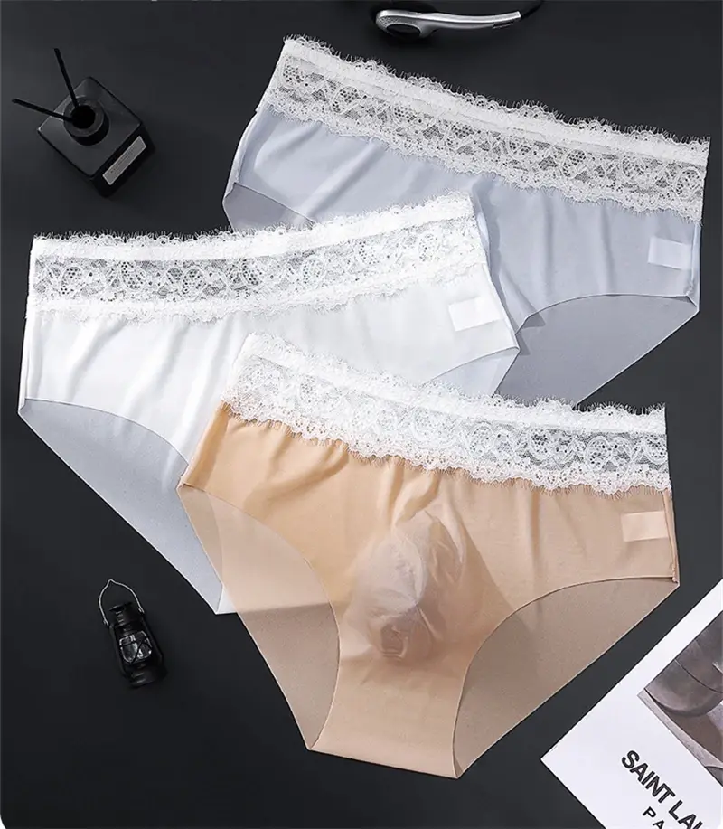 Ice silk men's underwear seamless cueca lace Sexy lingerie thin convex bag calzoncillos hombre adults 18 plus tangas japonesa — image 2