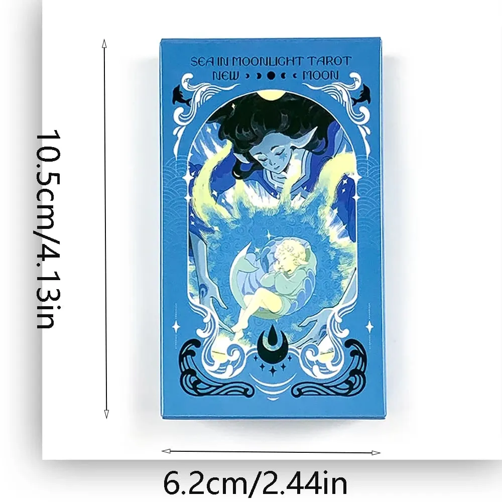 Sea in Moonlight Tarot kártyák 78 kártyás angol nyelvű jóslás társasjátékok, amelyek tökéletesek az érzelmi gyógyuláshoz és az intuitív olvasáshoz