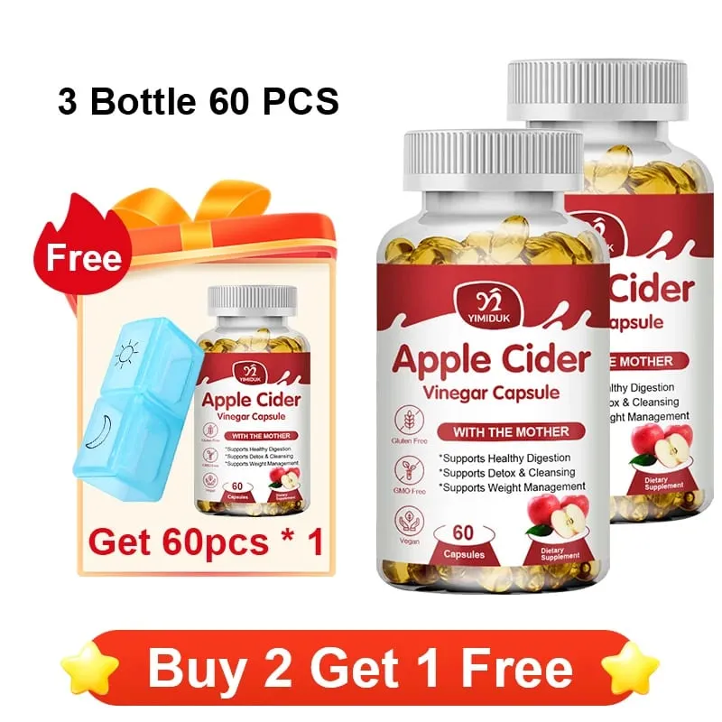 Apple Cider Vinegar Capsules 1600mg Supports Digestion Natural Cleansing Weight Management Immune Health & Metabolic Balance — image 9