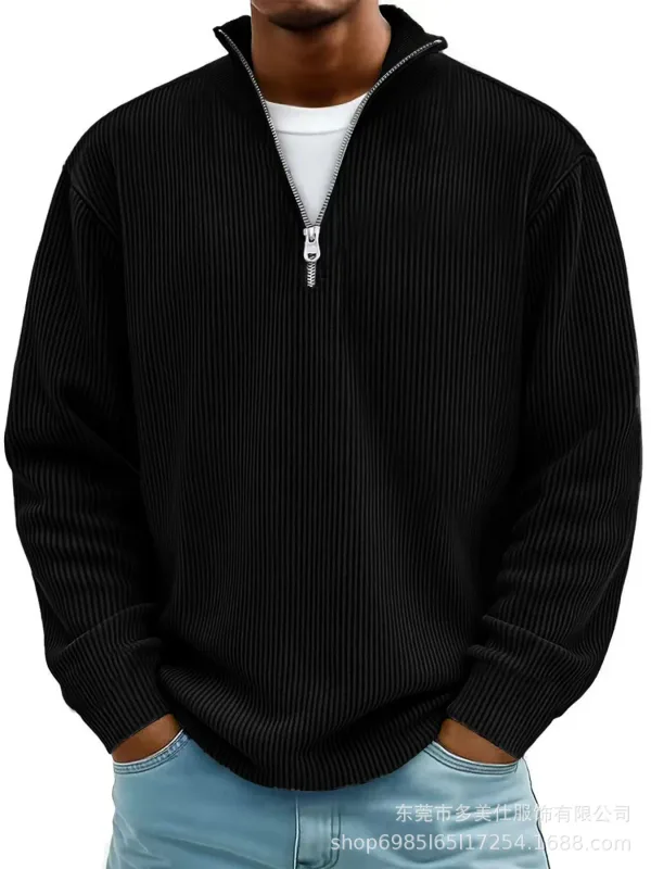 Outono inverno masculino gola zip-up moletom solto manga longa casual diário ao ar livre moda na moda casacos masculinos — image 8