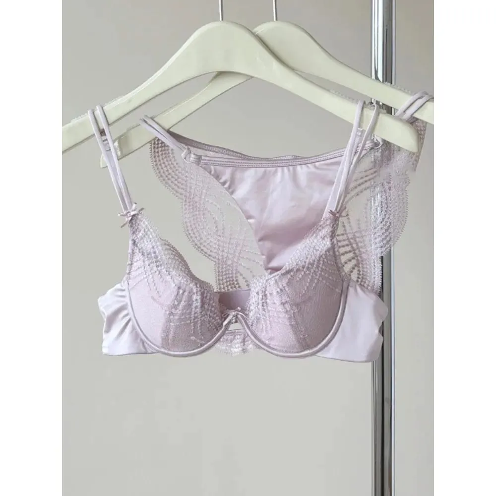Half Cup Σετ Εσώρουχα Γυναικεία Thin Cup Push Up Μαλακό εσώρουχο σουτιέν Μικρό στήθος Στήριγμα στο πλάι Anti Sag Εσώρουχα 32-38 — image 2