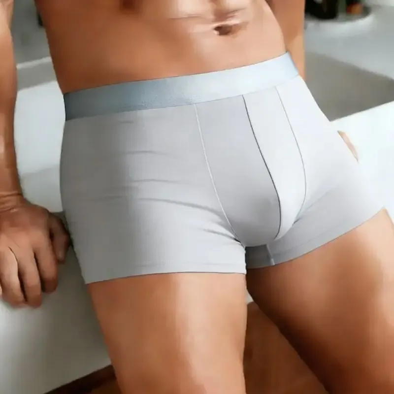 Men's Ice Silk Boxer Briefs Solid Color Quick-Dry Underwear Soft Breathable Low-Rise Trunks S-6XL Boys Underwear Boxershorts Men