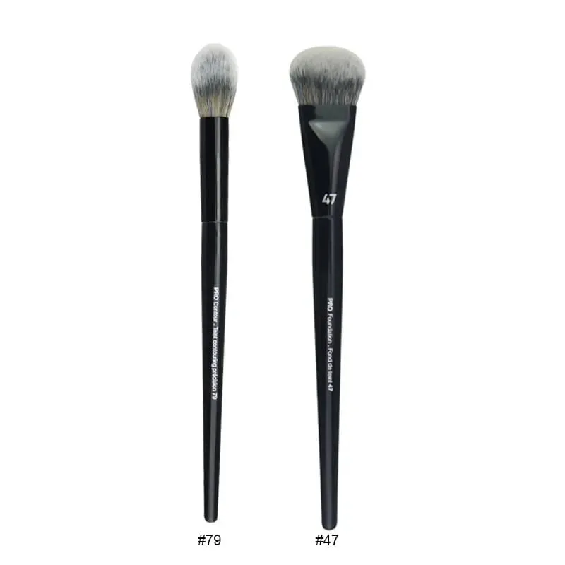 2 pièces/ensemble pinceaux de maquillage noirs Pro poudre de cheveux synthétiques ombre à paupières tache point culminant fond de teint aérographe diffuseur pinceau de maquillage — image 23