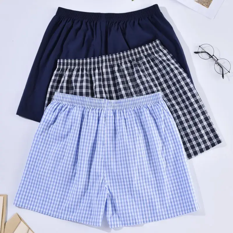 Panlalaking Boxer Shorts Kaswal na Cotton Sleep Underpants Panlalaking Kasuotang panloob Arrow Panties Striped Plaid Maluwag Kumportableng Homewear XL-4XL — image 10