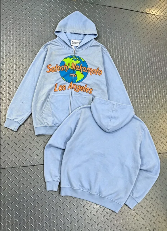 Street Casual SATOSHI Hoodies Pullover Embossed Pattern Embroidery Turtle Shell Design Washed Hooded Men Women Loose Sweatshirts — image 24