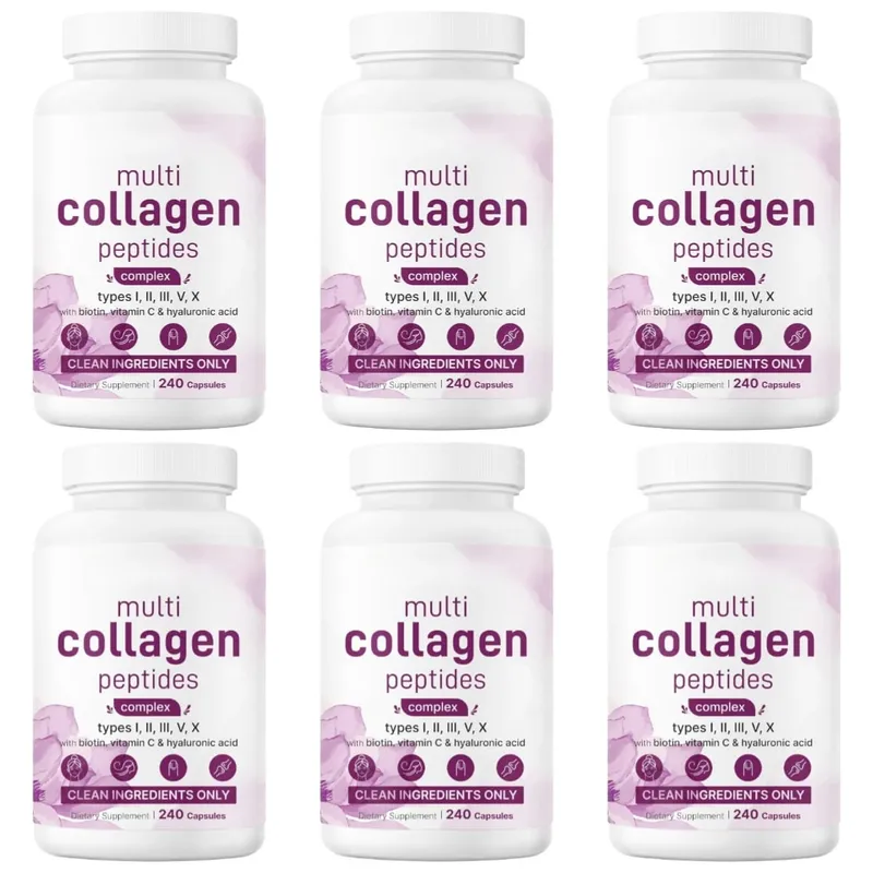 Multi Collagen Peptides Capsules with Biotin Vitamin C and Hyaluronic Acid Contains Eggs and Fish 240 Capsules — image 12