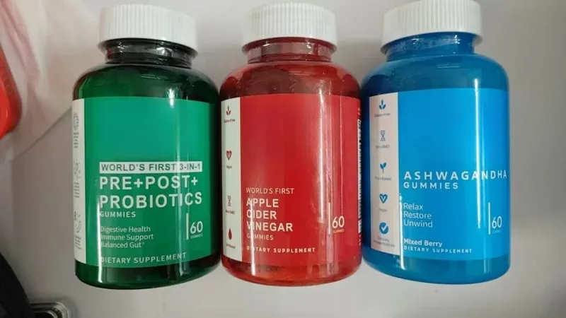 3 csomagos gumicukor készlet: Ashwagandha a stresszoldáshoz, bélegészségügyi probiotikumok + ACV Detox vegán gluténmentes kiegészítő 60 Ct egyenként — image 13