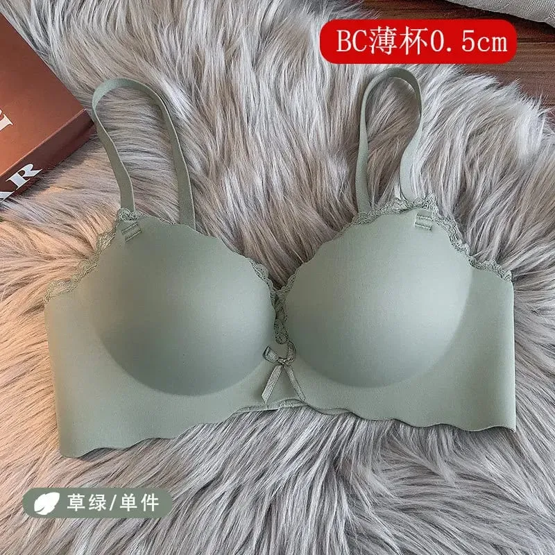 セクシーNői vezeték nélküli varrat nélküli melltartó szett egyrészes Push-Up melltartó, kis melltartó, oldalt támasztó megereszkedésgátló puha női intim fehérnemű — image 10