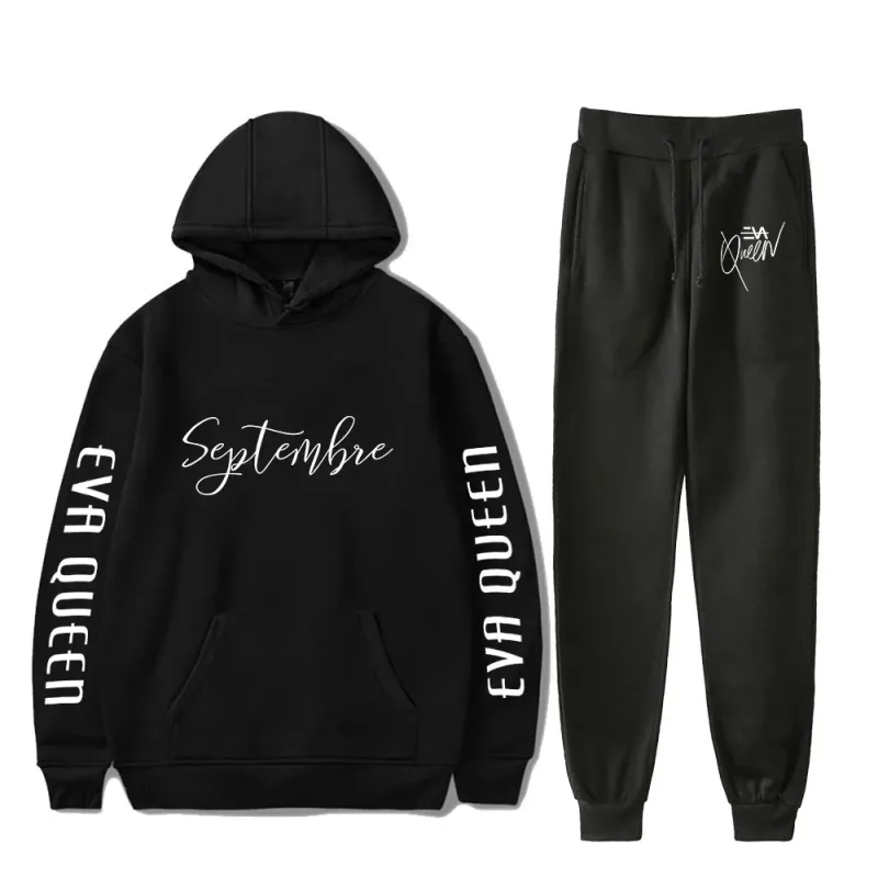 Hip hop confortável eva rainha impressão moletom moletom terno hoodies + calças terno meninos/meninas 2 peça conjunto roupas — image 14