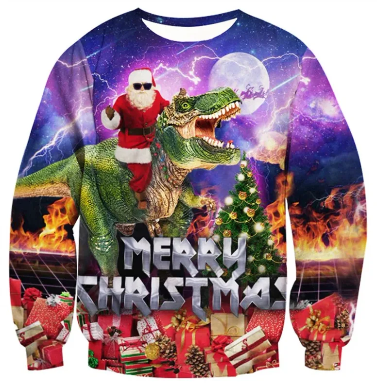 Ugly Christmas Sweater For Men Women Funny Novelty Xmas Sweatshirt 3d Printed Cartoon Animal Long Sleeve Pullover Hoodies Tops — image 2