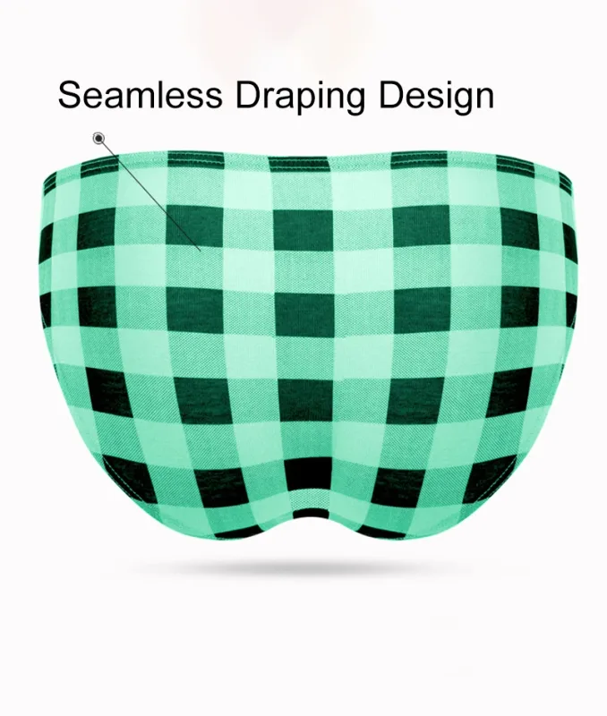 Mode Rutigt Underkläder Bomull Mjuk Elastisk Herrtrosa Andas Bekväma Ungdomkalsonger Herr Sexiga U Bulge Pouch Trosor