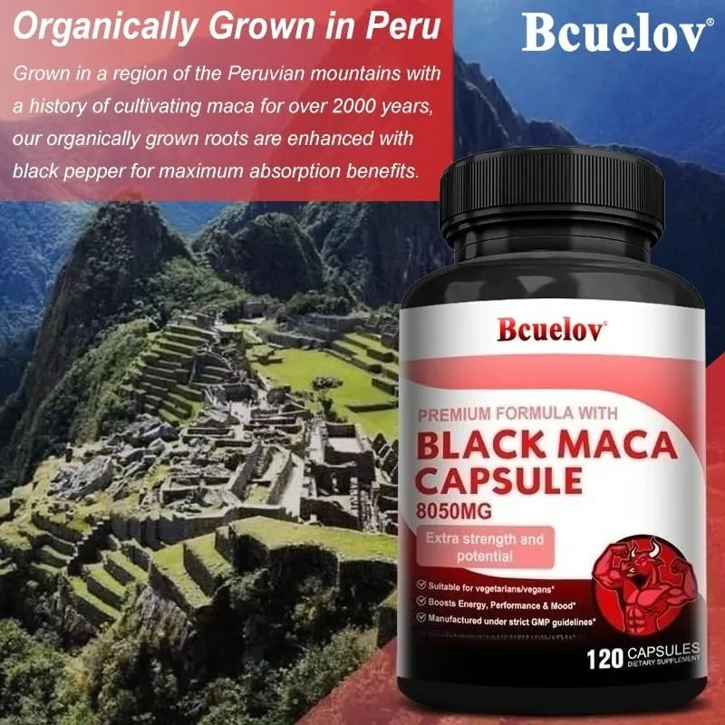 Powerful Black Maca Supplement for Men and Women Improve Energy Endurance Muscle Mass Health Maca Root Vegan Capsule — image 3