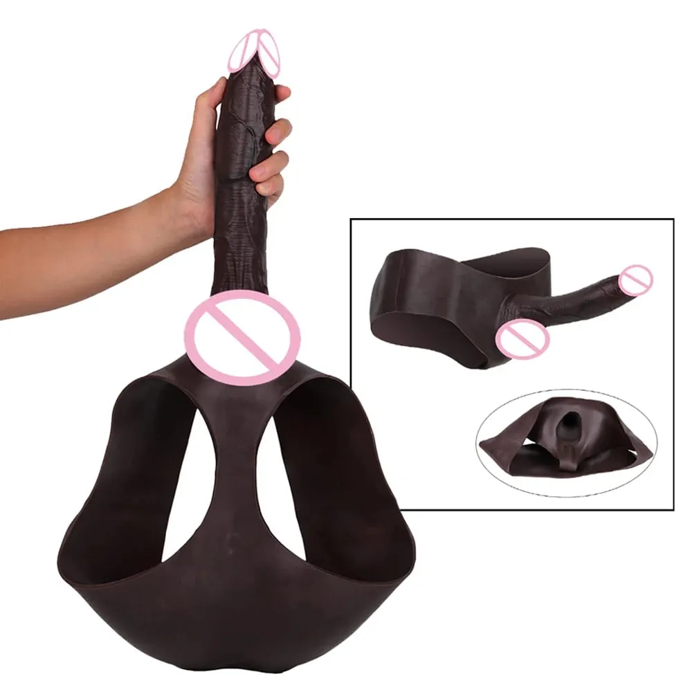 Ultra Realistic Hollow Dildo Panties Silicone Briefs Strapon Penis Extend Sleeve Pants Sex Toys For Men Dick Enlargement