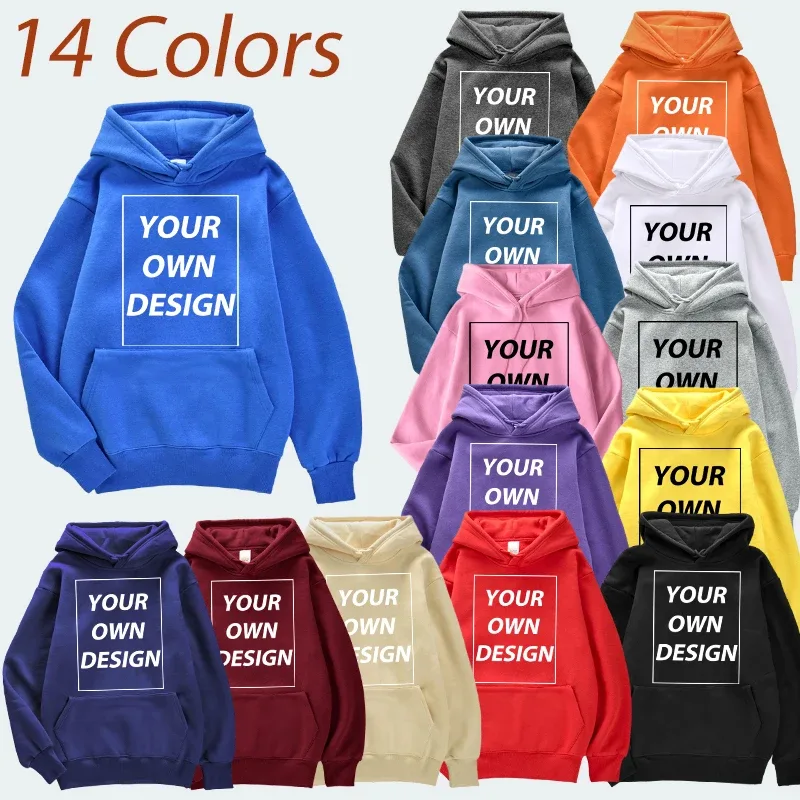 Customized DIY Print Lalaki Babae Autumn Winter Hoodies Casual Classic Pullover Simple Comfy Streetwear Soft Warm Sports Clothing — image 6