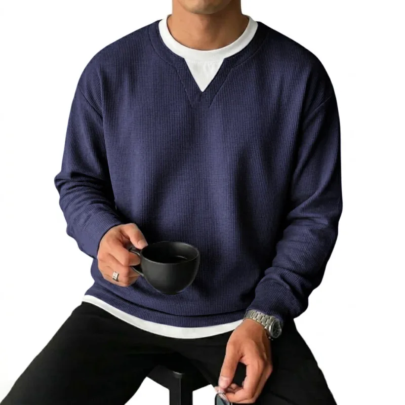 New Long Sleeve Sweatshirts for Men Casual T-Shirts Luxury Men's Coats Waffle Crew Neck Hoodie Men Poleron Breathable Tshirts — image 6