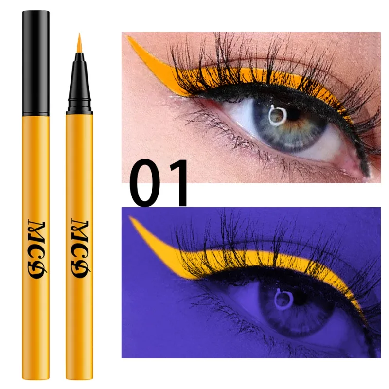 1 PC אור UV ניאון אייליינר עט איפור עיניים כחול ירוק עמיד למים צבע נוזלי עיפרון עיפרון איפור קוסמטיקה צהוב סגול — image 14