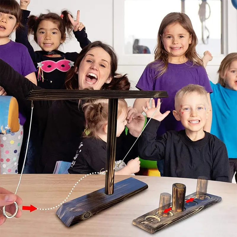 משחקי הטלת טבעת לילדים מבוגרים משחקי שתייה מסיבת בית בקצב מהיר משחקי לוח מעץ כף יד חבילת סולם יריות סורגים חיצוניים — image 4