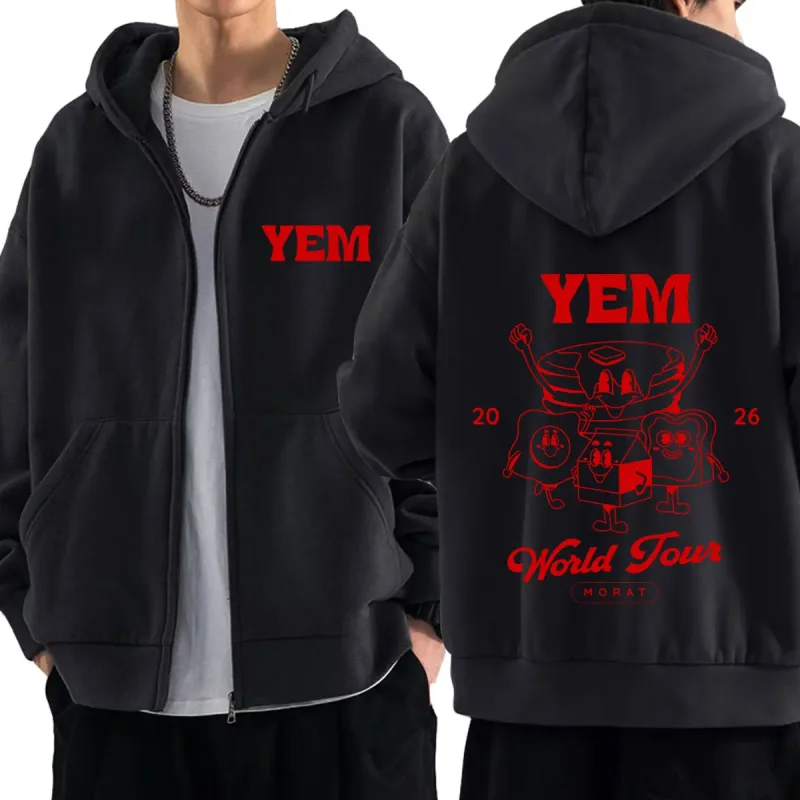 Band Morat Yem World Tour Merch 2026 Print Zip Up Hoodie Men Women Hip Hop Sweatshirts Loose Casual Fashion Zipper Jacket Coats