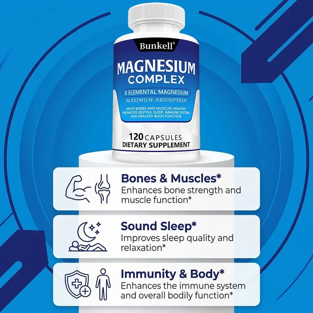 Magnesium Complex 120 kapszula – Csontizmok és szív egészségének kiegészítője, alvástámogató izomlazítás, stressz és szorongás enyhítése — image 4