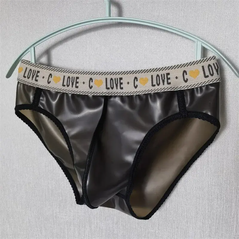 Men Sexy Latex Briefs Seamless Underwear Scrotum Bulge Panties Men Clothes Inner Wear Athletic Underpants Porns Bikini Bottom — image 3