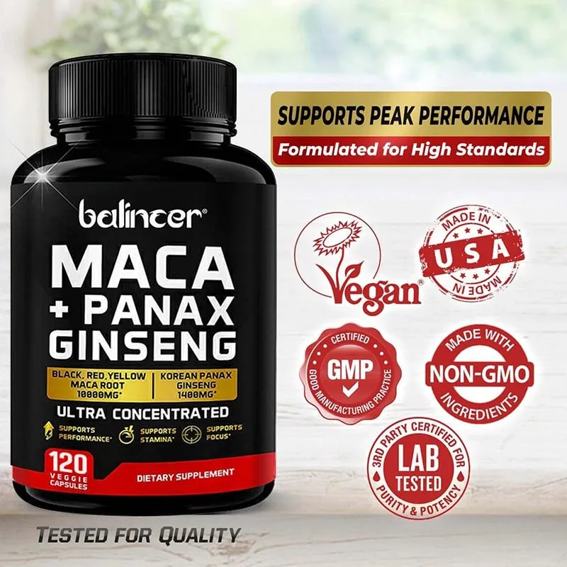 Maca és ginzeng kapszula 10000mg (sárga+piros+fekete) kivonat Erő állóképesség izomtömeg energia és izomtámogatás — image 6