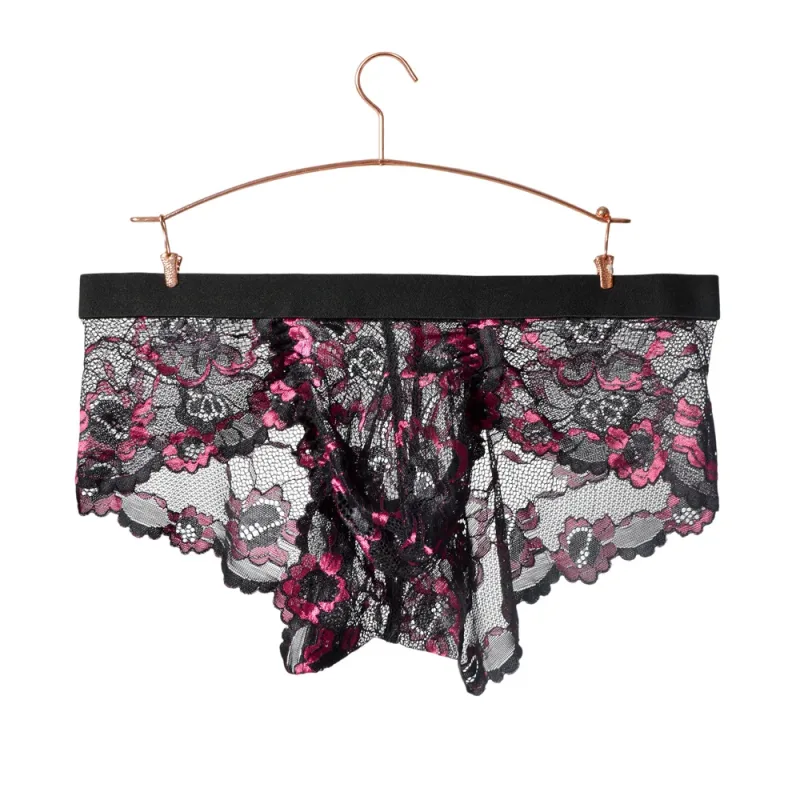 Spets Sexiga Underkläder Släta Herr Pouch Trosor Perspektiv Tunna Blommiga Man Trosor Frestelse Mesh Lågväxt kalsonger som andas — image 6