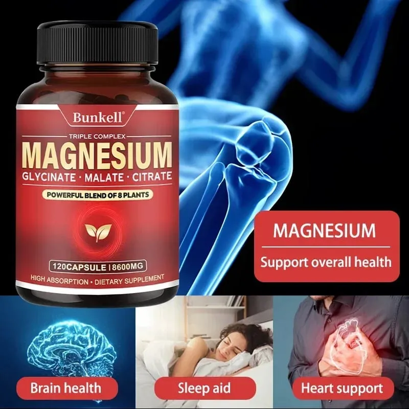 High Absorption Magnesium Glycinate Malate Citrate 100% Chelated Non-GMO Vegetarian Gluten Free 8 600 Mg 120 Capsules — image 2
