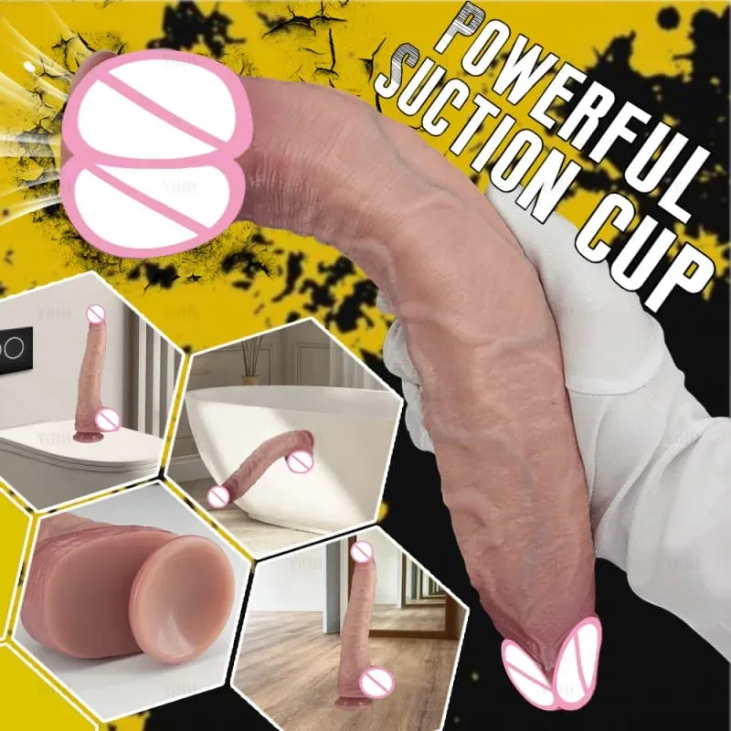 Realistic Long Dildo Flesh Skin Μαλακό Big Dick Διπλή σιλικόνη Μικρό πέος για Γυναίκα Άνδρας Παιχνίδια πρωκτικού σεξ Βεντούζα Αυνανισμός — image 5
