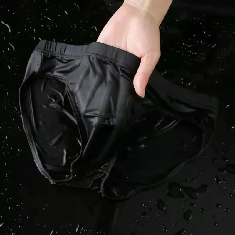 Panlalaking Sexy Sheer Ice Silk Briefs na Kasuotang Panloob na Quick-Dry U Convex Pouch Breathable Low-Waist Underpants Summer Cooling — image 6