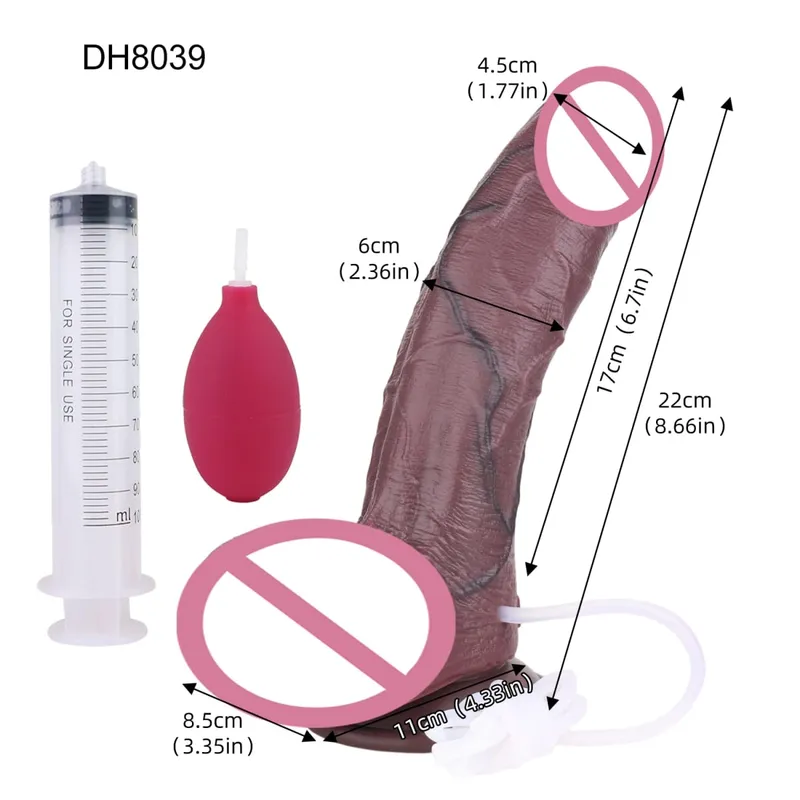 Szilikon élethű kettős rétegű magömlő pénisz spriccelő hosszú műpénisz balekos anális szexjátékokkal férfiaknak női maszturbátor