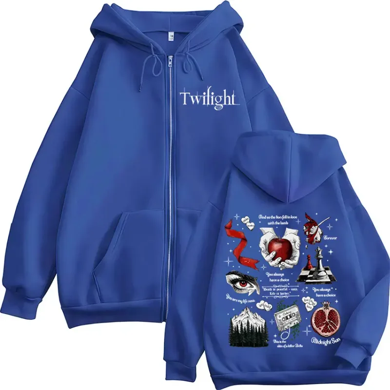 Crepúsculo Vampiro Lobo Romance Zipper Hoodies Edward Cullen Roupas Femininas Masculinas Moda Casual Hip Hop Zip Up Moletons Com Capuz — image 6