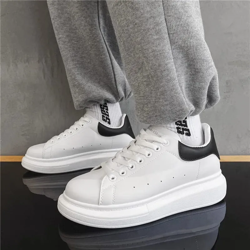 Fehér vulkanizált tornacipők Férfi Lapos Kényelmes Cipők Fűzős Zapatillas Hombre Női Alkalmi tornacipők Nagy 35-45 — image 8