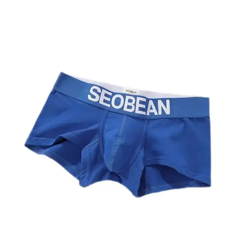 Cueca masculina de canto plano cintura baixa moda cor sólida u levantada slim fit respirável shorts — image 4