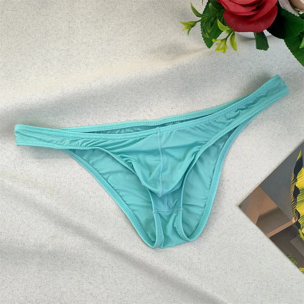 Herr Ultralåg midja Bugle Pouch Bikinitrosor Sexiga tighta Transparenta underkläder Man Is Silk Ultratunna kalsonger Plus Size — image 4