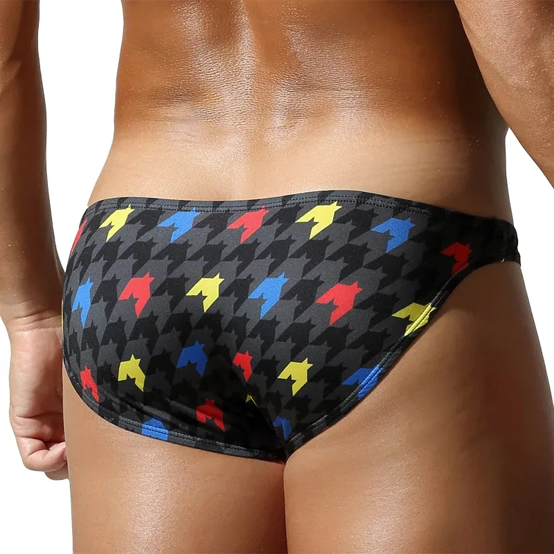 Men's Low-Waist Triangle Pants with Pouch Fashionable Bird's Eye Design Comfortable Underwear for Men