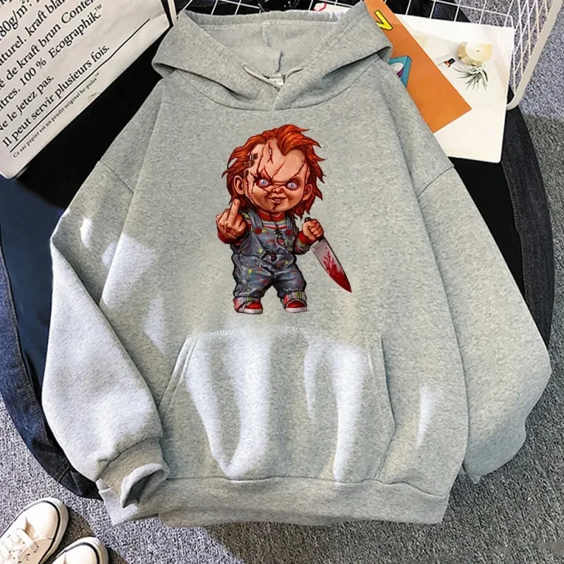 Men Fashion Hoodie Japanese Y2k Fleece Sweatshirt Pullovers Halloween Sweatshirts Men's Clothing Pullovers Horror Chucky Hoodie