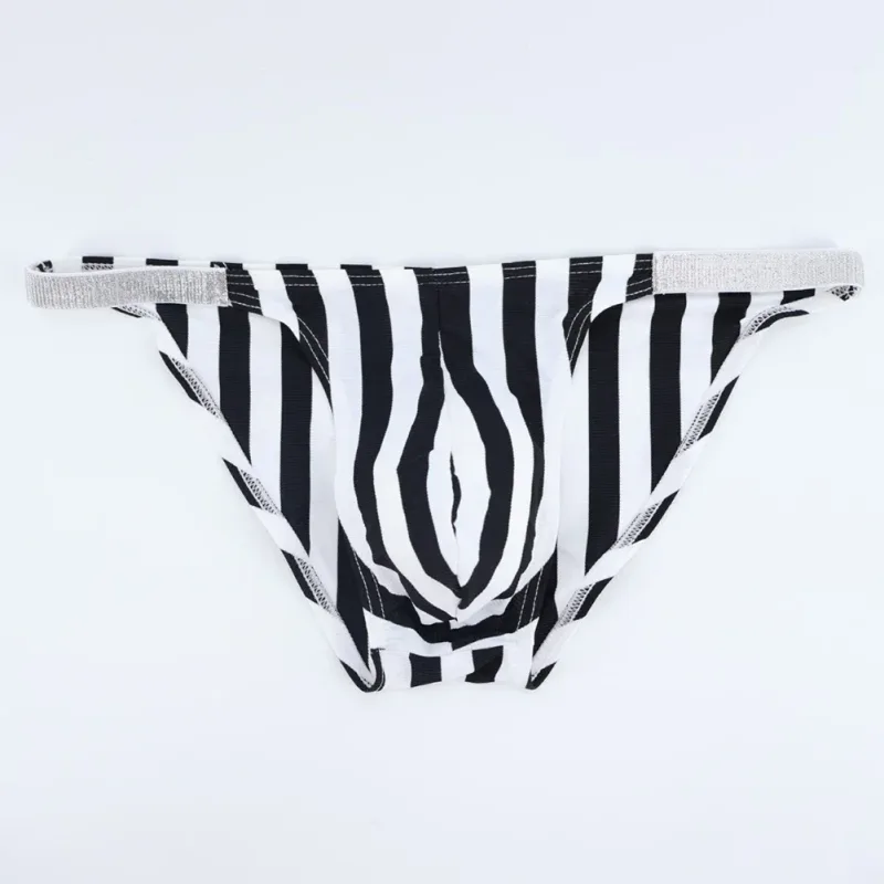 Cuecas masculinas confortáveis Lingerie Biquíni Preto Branco Roupa interior às riscas Desporto Casual Homem Tanga Calcinha Jockstrap Pouch