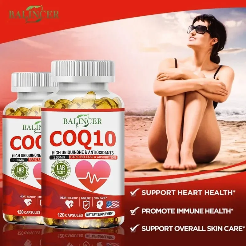 CoQ10 Softgels - Koenzim Q10 (ubikinon) Kiegészítő, jól felszívódó antioxidáns, támogatja a szív egészségét és az energiatermelést
