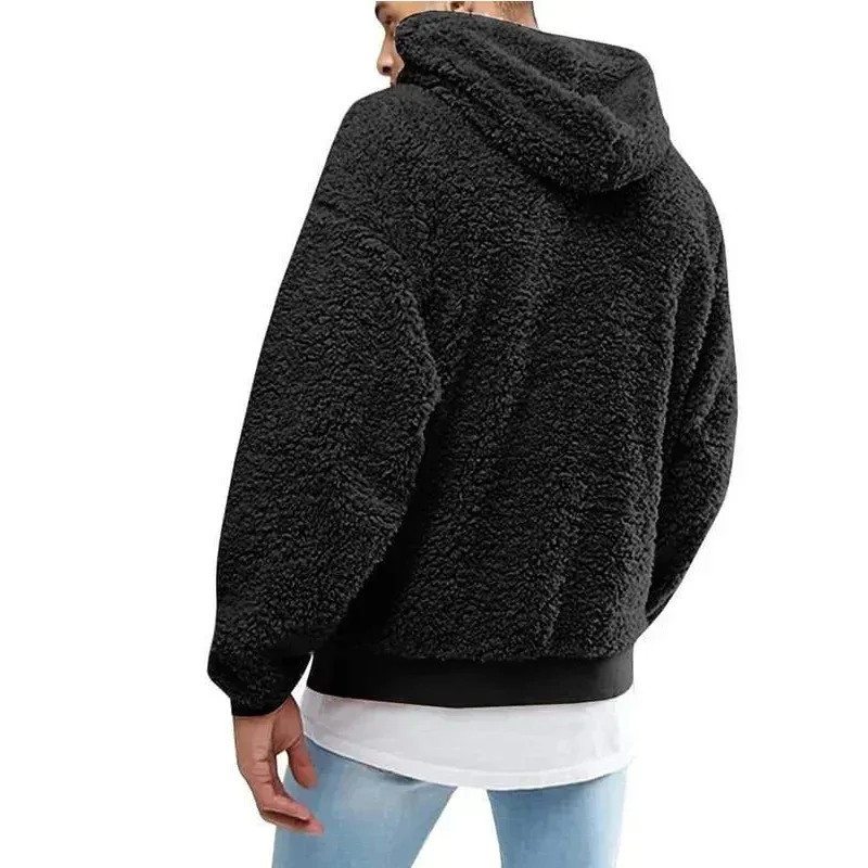 2026 Autumn Winter Men's Tops Plush Hooded Sweater Fashion Solid Warm Hoodies Y2K Streetwear in Hooded Sweatshirts Mens Clothes — image 9