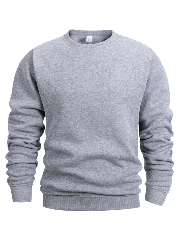 Men's Crew Neck Pullover Solid Color Large Sweatshirts Spring Autumn Outdoor Jogging Tops Men Casual Hoodies Streetwear — image 14