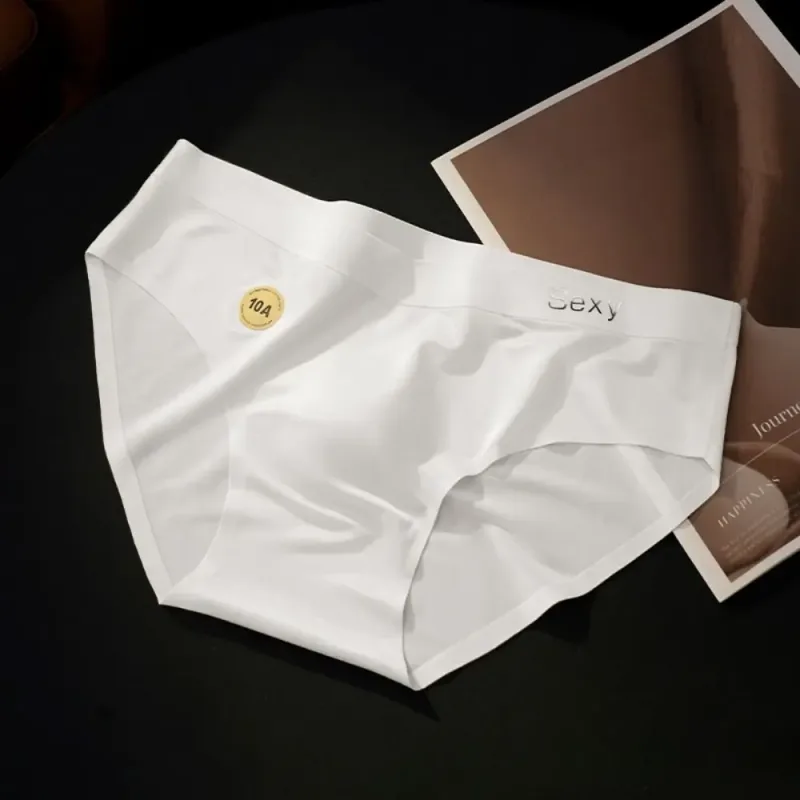 Solid Color Summer Thin Satin Briefs Men Simple Underpants Ice Silk Panties Quick Dry Breathable Seamless Underwear Men Gift — image 2